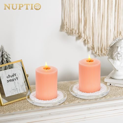Nuptio Candle Plate Clear Glass Candle Tray Round Pillar Candle Holder Large Tray - 1 Pc for Wedding Party Dinner Event Bathroom Centerpiece Home Decor, 5.12 Inches in Diameter - size: Medium-1Pc