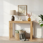 Plank+Beam Modern Solid Wood Console Table, 46.25 Inch, Sofa Table, Narrow Entryway Table for Hallway, Behind The Couch, Living Room, Foyer, Easy Assembly, Blonde - color: Blonde, size: 46 Inch