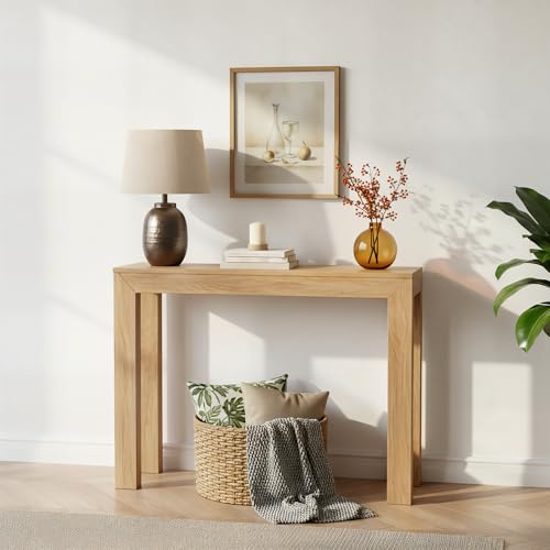 Plank+Beam Modern Solid Wood Console Table, 46.25 Inch, Sofa Table, Narrow Entryway Table for Hallway, Behind The Couch, Living Room, Foyer, Easy Assembly, Blonde - color: Blonde, size: 46 Inch