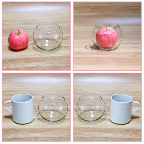 PINIWON 6 Pack Clear Round Glass Vases, 4.7” W x 3.5” H, Bubble Bowl Flower Vase for Table Centerpieces, Candle Holders for Wedding Event Home Decor