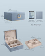 SONGMICS 2-Layer Jewelry Box, Jewelry Organizer with Handle, Removable Jewelry Tray, Jewelry Storage, Floating Effect, 8.1 x 9.4 x 4.3 Inches, Gift Idea, Misty Blue UJBC165Q01 - color: Misty Blue