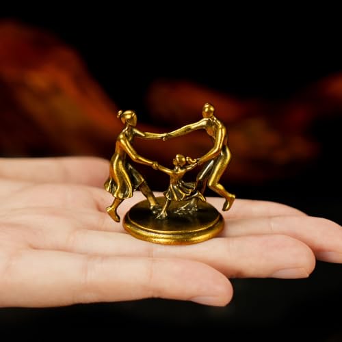 CHOVY Joyful Spinning Family Brass Statue Warm and Cozy Figurine, Handcrafted Vintage Motion Sculpture, Emotional Home Decor for Desk, Shelf & Unique - color: Happy Family