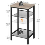 HOOBRO Tall Side Table, 3-Tier Telephone End Table with Adjustable Mesh Shelves, Small Entryway Table with Storage, Small Nightstand for Living Room, Bedroom, Hallway, Office, Greige BG01DH01G1 - color: Greige + Black