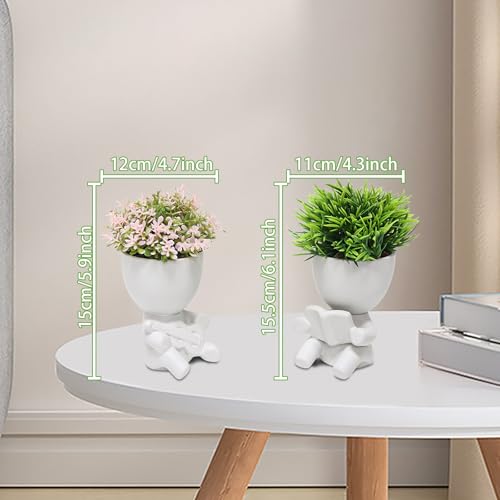 Zerzsy Fake Succulent, Mini Succulents Plants Desk Plant for Office Decor for Women, Cute Fake Plants Bathroom Decor - Set of 2 - color: Whtie