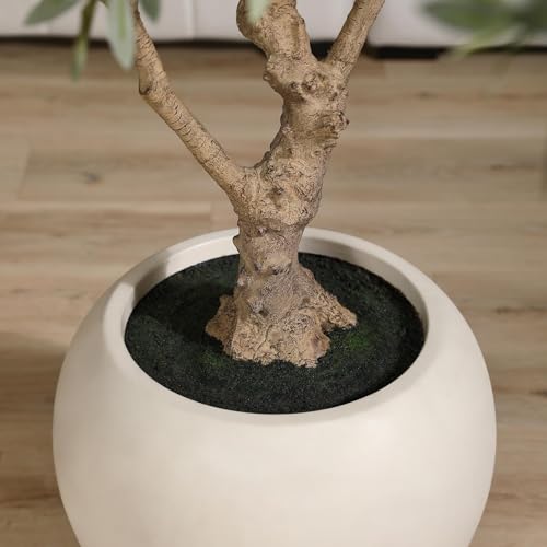 SOGUYI Olive Trees Artificial Indoor, 8 Feet Tall Faux Olive Tree with Round Artisan Planter, Premium Handmade, Realistic Trunk & Lifelike Leaves, Perfect for Large Spaces & Elegant Home/Office Decor