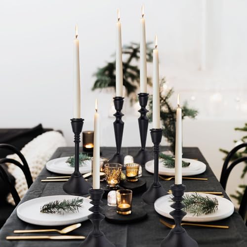 Candlestick Holders Black Candle Holder Set in 3 Designs-Taper Candle Holders Set of 3 for Candlesticks,Modern Wood Candle Stick Candle Holders for Decor - color: Matte Black (3 Designs)