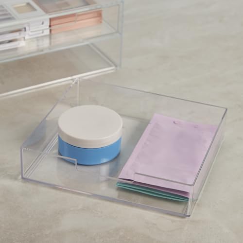 STORi Chloe Stackable Makeup Holder & Drawer Organizer Set, Clear, BPA-Free Plastic, Made in USA, Organize Brushes, Cosmetics & Beauty Essentials - style: Organizer & Drawer Set