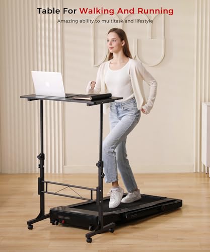 Standing Desk Adjustable Height, Mobile Stand Up Desks with Wheels Small Computer Desk Rolling Desk, Portable Laptop Desk Black Standing Table Sit Stand Home Office Desks 16"x31.5" Height 27"-43.5" - color: Black