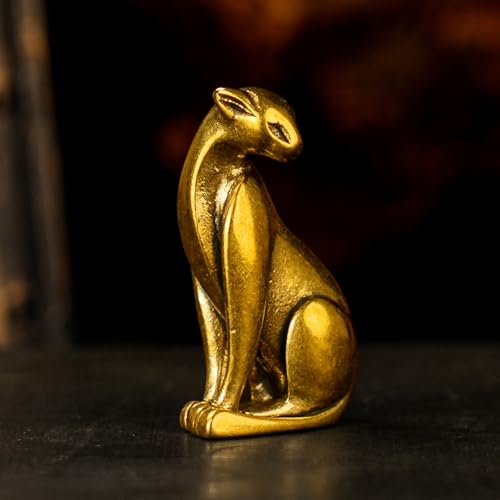 CHOVY Solid Brass Cougar Sculpture - Handcrafted Art Deco Animal Statue 100% Pure Brass, Mid-Century Modern Tabletop Decor, Vintage Collectible for Office Desk, Study & Big Cat Lover Gift - color: Cougar