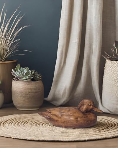 Hymmah Wooden Texture Duck Home Decor Statue Rustic Home Decorations for Living Room, Boho Sculpture Resin Animal Collectible Figurines for Indoor Decor - color: Brown