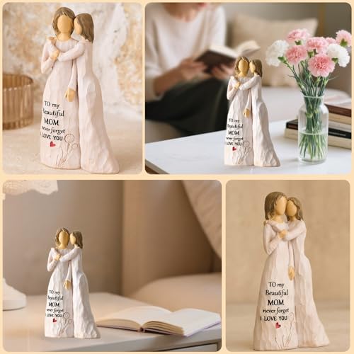 NAN ZAI NAN FANG Mother Daughter Figurine Gifts for Mom from Daughter 5.5" Resin Sculpted Hand-Painted Figure Birthday Mothers Day Thanksgiving for Moms Mother-in-Law - style: Mother and Daughter Embracing