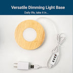 Wood LED Light Base - Crystal Display Base for Glass Art/Acrylic, 3 Light Modes with 10-Level Dimming & Auto Timer (Yellow, 4.7inch) - color: Yellow, size: 4.7inch