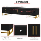 Modern TV Stand with Drawers for TVs up to 75'', Media Console Storage Cabinet Entertainment Center Furniture for Living Room Bedroom, Gold Metal Legs, 70.9-Inch, Black - color: Black