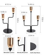 Metal Triple Taper Candle Holder, Modern Gold & Black Candle Holder with Stable Base, Decorative Candle Stand for Home Decor, Wedding, Dining, Party, Anniversary - size: ZTA-Three-arm