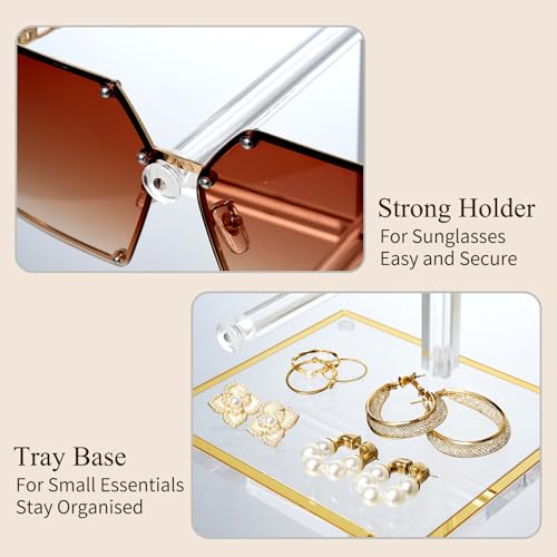Luxury Acrylic Sunglasses Display Stand Set of 2 (2-Tier & 3-Tier), Glasses Stand, Eyewear Holder, Vertical Sunglass Racks, Tiered Eyeglasses Organizer Collection for Closet Retail Boutique Counter - size: 2PC(2tier+3tier)