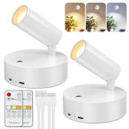Kimjo Spot Lights Indoor, 4000mAh Rechargeable Plant Spotlight Indoor with Remote, Battery Operated Picture Lights with Timer Dimmable, Uplighting for Wall Art Display (2 Pack) - color: White-1
