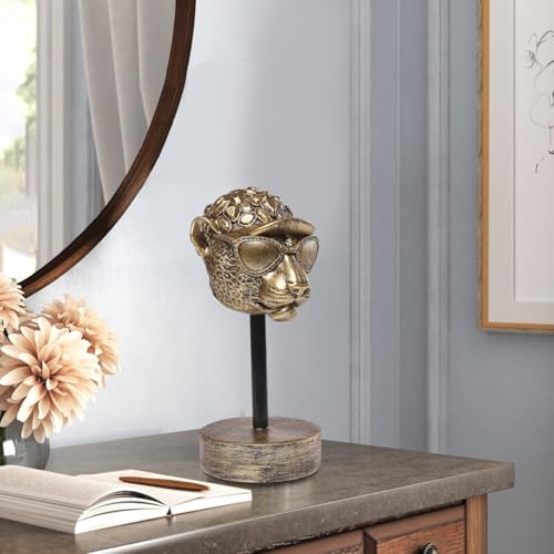 Handcrafted Resin Sculpture (Leopard)- Statue Decoration Modern Home Decor Accent, Trending Living Room & Office Decor, Elegant Tabletop & Shelf Decor for Desk, Bookshelf, Nightstand - style: Leopard