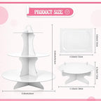 Zopeal 7 Pcs Dessert Table Display Set 3-Tier Cupcake Stand 1-Tier Cup Cake Display Tower Platters and Serving Trays Cardboard Cake Cookie Holders for Wedding Birthday Party Baby Shower(White) - color: White