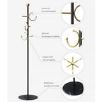 BUZUYE Modern Coat rack with marble base,Coat rack freestanding heavy duty with gold hooks,Entryway coat rack stand Coat Tree freestanding coat hanger stand for Hanging Clothes, Hats, Bags - style: Earring hook