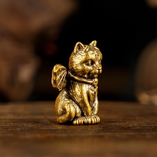 CHOVY Retro Handcrafted Evil Cat Sculpture - 100% Solid Brass Demon Cat Figurine with Wings & Fangs | Gothic Dark Fantasy Desktop Decor, Collectible Art Piece Unique Gift - style: Demon Cat
