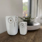 Wise Owl Decor Statue Sculptures – Set of 2 Small White Resin Figurines, 5¾ & 4 Inches High, Minimalist Decor for Home, Office, Bookshelf, or Desk