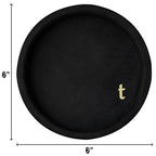 COLLECTIVE HOME - Velvet Jewelry Tray, 6" Monogrammed Jewelry Dish, Smooth Velour Display Dish for Rings, Earrings, Necklaces, Makeup, Personalized Gifts for Women (Black-t) - color: Black-t