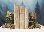 Ebros Gift Mythical Forest Tree Spirit Ent Celtic Greenman Decorative Bookends Figurine Pair Set 6" Tall Wicca Horned God Sculptural Bookend Library Bookshelf Accent