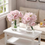2Pcs 1:12 Scale Glass Vase with Flowers Set, Decorative Accessories for Mini Scene, Mini Decoration Dollhouse Décor