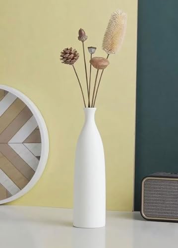 10 Inch Matte White Ceramic Vase, Minimalist Decorative Modern Vase for Pampas Grass, Table, Bookshelf, Mantel, and Entryway Home Decor - color: White, size: Small