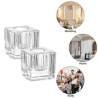 18 PCS Square Glass Taper Candle Holder for Candlesticks Holders Glass Candle Holder for Table Centerpiece Crystal Candle Holders Clear Candlestick Holder for Wedding Party
