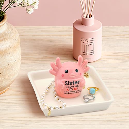Sister Gifts: Pink Axolotl Ring Holder - Sister I Love You Axolotl - Gifts for Sisters Mother's Day, Birthday, Christmas & Wedding, Jewelry Organizer for Rings Bracelets Earrings Neckalce - style: Axolotl Sister