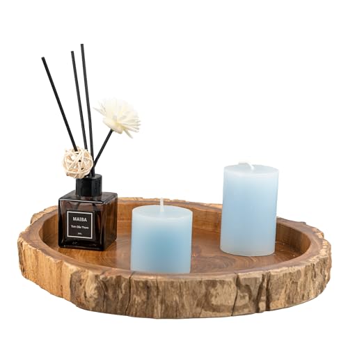 Irregular Shape Wood Trays, Natural Wooden Tray for Décor, Rustic Wooden Tray, Candle Holder Trays, Wood Tray for Home Décor, Size D(10.5") xH(1.2")