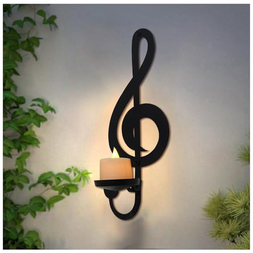 Candle Sconces Wall Musical Note Sconces Decor Wall Mounted Metal Candle Holders with Foldable Tray ZAYHENYOO for Music Lovers, Music Room, Christmas As A Gift(1, L-A) - size: 10.23 inches