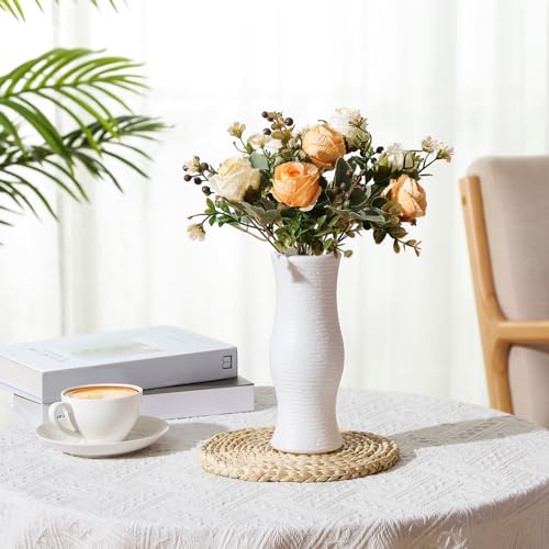 Didaey 10 Pack Composite Plastic Flower Vases Bulk White Small Boho Floral Vases for Dried Flower Bouquet Pampas Grass Centerpieces Fall Wedding Party Living Room Decor(Bohemian) - style: Bohemian