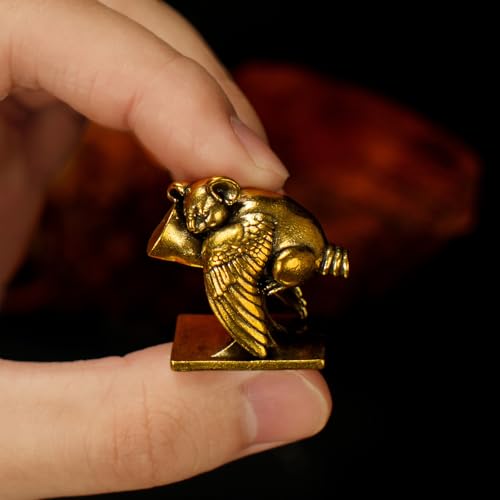 CHOVY Mythical Brass Koala Angel with Wings - Solid Handcrafted Vintage Figurine, Whimsical Spirit Animal Sculpture for Altar, Study Desk & Healing Space Decor, Oddities Collectible - color: Angel Koala