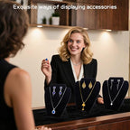 TENINYU Black Necklace Earring Jewelry Display Stand, 8 x 7 Inch Foldable Black Velvet Necklace Bust Easel Chain Holder Organizer Rack for Home or Store Show (6 Pack) - size: 6 Pack