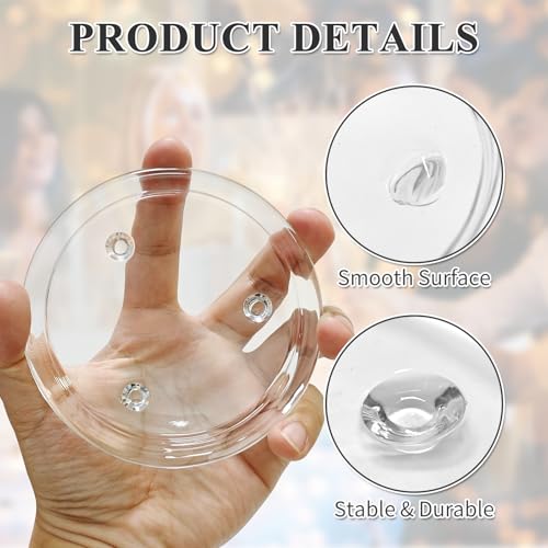 4PCS 4 Inch Clear Glass Candle Plates & Pillar Candle Holders - Small Round Candle Bases/Coasters for Dining & Wedding Table Centerpieces(Candle Not Included)