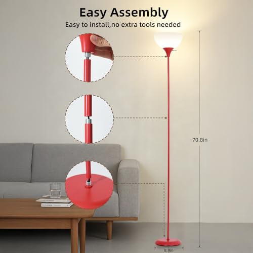 RISLG Standing Lamp, Floor Lamp, Dimmable Floor Lamps for Living Room Bedroom Study Office Kid’s Room (Red) - color: Red