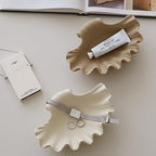 WENSHUO Ocean Shell Ceramic Decorative Bowl, Jewelry Dish for Rings, Trinkets, Crème (Matte Crème)
