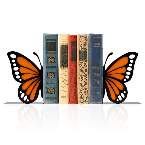 Butterfly Bookends - Decorative and Durable Bow Bookends for Home and Office, Unique and Cute Design