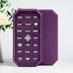 Velvet Ring Organizer Display Tray Jewelry Box Earring Holder Case for Wedding Birthday Christmas Day (Purple) - color: Purple