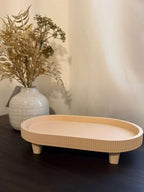 Minimal Vanity Tray Beige Bathroom Organizer 3D Printed Decorative Tray for Skincare Perfume Jewelry