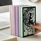 Peacoblue Metal Bookends for Shelves, Modern Decorative Heavy Duty Study Book Ends Stoppers for Office, Desk, Shelf, Room 5.3"x4.3"x7.9" Cast Iron Simple Tall Bookends 1 Pair (Moon and Fairy) - style: Moon and Fairy