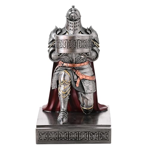 King's Guard Kneeling Knight Candlestick Holders Resin Posture TeaLight Holder Warrior Mobile Phone Stand Pen Holder Candle Holder for Restaurant, Altar, Home Table(Iron) - color: Iron