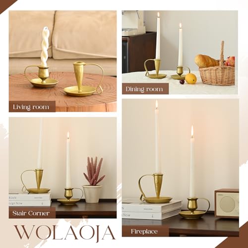 Set of 2 Vintage Candle Holders, Gold Candle Sticks Holder Decor, Modern Decorative Tapered Candlestick Holders Centerpiece for Dining Table Centerpiece, Party Decor - color: Gold