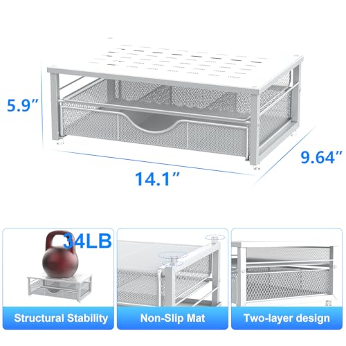 gianotter Computer Monitor Stand Riser, office organizer with Drawer, Office Organizers Storage for Classroom Office Supplies (White) - color: White