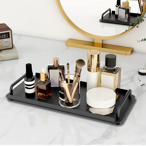 Gypie Toilet Paper Basket, Tank Tray with Handle, Bathroom Counter Storage Tray for Kitchen (Black) - color: Black