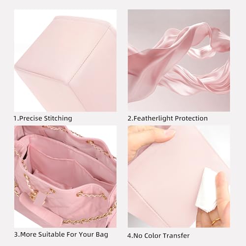 DGAZ Silk Purse Organizer Insert Fits Chanel 25 Handbags，Silky Smooth Bag Organizer，Luxury Handbag & Tote Shaper(Pink,Medium) - color: Pink, size: Medium