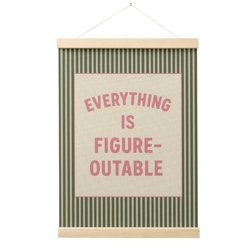 FGFK Everything Is Figureoutable Positive Affirmations Wall Art Poster Hanger Frame, Retro Pink and Green Inspirational Canvas Prints Framed Wall Decor for Office Classroom Home Bedroom, 12x16 Inch - color: Retro Pink and Green