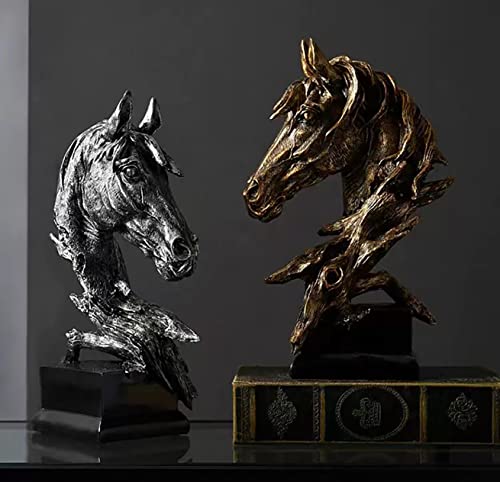 Dlfghos Horse Head Statue Decor Horse Sculpture Horse Decor for Home Coffee Table, Office, Bookshelf, Desk, Living Room, barn, Decor Horse Art Figurine Decorative（2 Pieces Horse Statue） - style: Horse